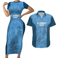 Custom St. Georges Cricket Couples Matching Short Sleeve Bodycon Dress and Hawaiian Shirt Go Champions Sporty Style - Wonder Print Shop