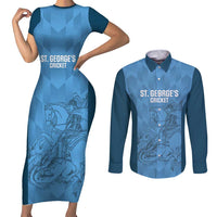 Custom St. Georges Cricket Couples Matching Short Sleeve Bodycon Dress and Long Sleeve Button Shirt Go Champions Sporty Style - Wonder Print Shop