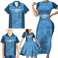 Custom St. Georges Cricket Family Matching Short Sleeve Bodycon Dress and Hawaiian Shirt Go Champions Sporty Style - Wonder Print Shop