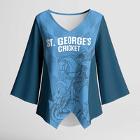 Custom St. Georges Cricket Kimono Sleeve Blouse Go Champions Sporty Style - Wonder Print Shop