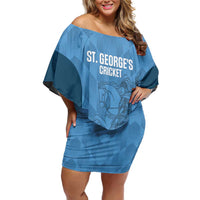 Custom St. Georges Cricket Off Shoulder Short Dress Go Champions Sporty Style - Wonder Print Shop