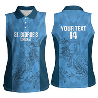 Custom St. Georges Cricket Women Sleeveless Polo Shirt Go Champions Sporty Style - Wonder Print Shop
