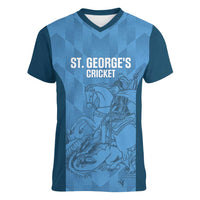 Custom St. Georges Cricket Women V-Neck T-Shirt Go Champions Sporty Style - Wonder Print Shop