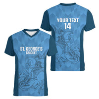 Custom St. Georges Cricket Women V-Neck T-Shirt Go Champions Sporty Style - Wonder Print Shop