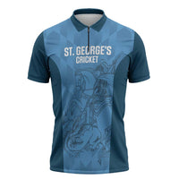 Custom St. Georges Cricket Zipper Polo Shirt Go Champions Sporty Style - Wonder Print Shop