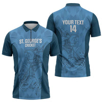 Custom St. Georges Cricket Zipper Polo Shirt Go Champions Sporty Style - Wonder Print Shop