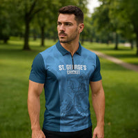 Custom St. Georges Cricket Zipper Polo Shirt Go Champions Sporty Style - Wonder Print Shop
