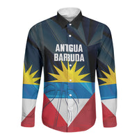 Antigua and Barbuda Basketball Custom Long Sleeve Button Shirt Flag Sporty Style