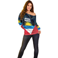 Antigua and Barbuda Basketball Custom Off Shoulder Sweater Flag Sporty Style