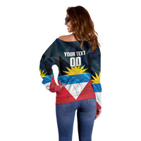 Antigua and Barbuda Basketball Custom Off Shoulder Sweater Flag Sporty Style