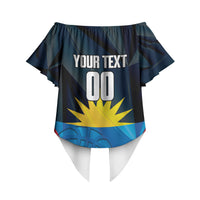 Antigua and Barbuda Basketball Custom Off Shoulder Wrap Waist Top Flag Sporty Style