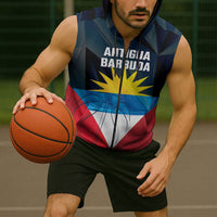 Antigua and Barbuda Basketball Custom Sleeveless Zip Hoodie Flag Sporty Style