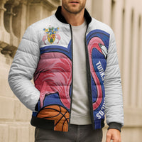 Turks and Caicos Islands Basketball Personalized Bomber Puffer Jacket Flamingo Mascot Style