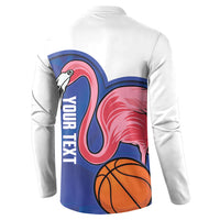 Turks and Caicos Islands Basketball Personalized Button Sweatshirt Flamingo Mascot Style
