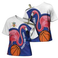 Turks and Caicos Islands Basketball Personalized Cross Shoulder Shirt Flamingo Mascot Style