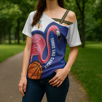 Turks and Caicos Islands Basketball Personalized Cross Shoulder Shirt Flamingo Mascot Style