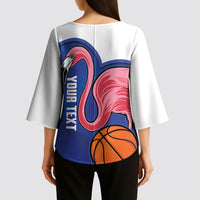 Turks and Caicos Islands Basketball Personalized Kimono Sleeve Blouse Flamingo Mascot Style