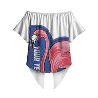Turks and Caicos Islands Basketball Personalized Off Shoulder Wrap Waist Top Flamingo Mascot Style