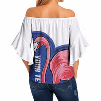 Turks and Caicos Islands Basketball Personalized Off Shoulder Wrap Waist Top Flamingo Mascot Style