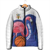 Turks and Caicos Islands Basketball Personalized Padded Jacket Flamingo Mascot Style
