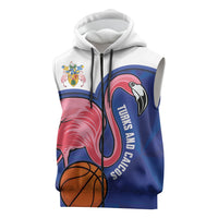 Turks and Caicos Islands Basketball Personalized Sleeveless Zip Hoodie Flamingo Mascot Style