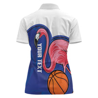 Turks and Caicos Islands Basketball Personalized Women Polo Shirt Flamingo Mascot Style