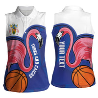 Turks and Caicos Islands Basketball Personalized Women Sleeveless Polo Shirt Flamingo Mascot Style