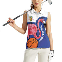 Turks and Caicos Islands Basketball Personalized Women Sleeveless Polo Shirt Flamingo Mascot Style