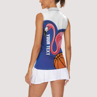 Turks and Caicos Islands Basketball Personalized Women Sleeveless Polo Shirt Flamingo Mascot Style
