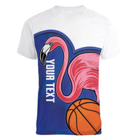 Turks and Caicos Islands Basketball Personalized Women V-Neck T-Shirt Flamingo Mascot Style