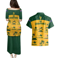 Australia Soccer Couples Matching Puletasi Dress and Hawaiian Shirt Matildas World Cup 2023 Tropical Style - Wonder Print Shop