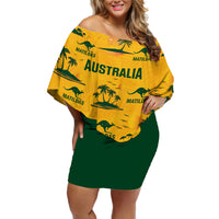Australia Soccer Off Shoulder Short Dress Matildas World Cup 2023 Tropical Style - Wonder Print Shop