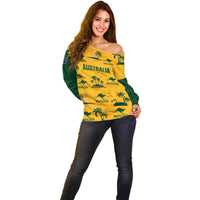 Australia Soccer Off Shoulder Sweater Matildas World Cup 2023 Tropical Style - Wonder Print Shop