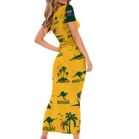 Australia Soccer Short Sleeve Bodycon Dress Matildas World Cup 2023 Tropical Style - Wonder Print Shop