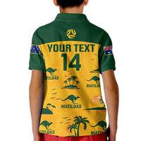 Custom Australia Soccer Kid Polo Shirt Matildas World Cup 2023 Tropical Style - Wonder Print Shop