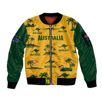 Custom Australia Soccer Sleeve Zip Bomber Jacket Matildas World Cup 2023 Tropical Style - Wonder Print Shop