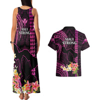 Hawaii Couples Matching Tank Maxi Dress and Hawaiian Shirt Pray For Maui Hawaiian Plumeria Be Strong Pink Verison - Wonder Print Shop