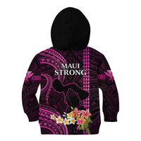 Hawaii Kid Hoodie Pray For Maui Hawaiian Plumeria Be Strong Pink Verison - Wonder Print Shop