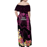 Hawaii Off Shoulder Maxi Dress Pray For Maui Hawaiian Plumeria Be Strong Pink Verison - Wonder Print Shop
