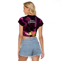 Hawaii Raglan Cropped T Shirt Pray For Maui Hawaiian Plumeria Be Strong Pink Verison - Wonder Print Shop