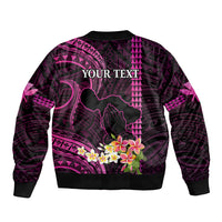 Personalised Hawaii Bomber Jacket Pray For Maui Hawaiian Plumeria Be Strong Pink Verison - Wonder Print Shop