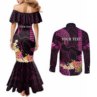 personalised-hawaii-couples-matching-mermaid-dress-and-long-sleeve-button-shirts-pray-for-maui-hawaiian-plumeria-be-strong-pink-verison