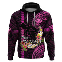 Personalised Hawaii Hoodie Pray For Maui Hawaiian Plumeria Be Strong Pink Verison - Wonder Print Shop