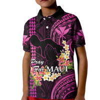 Personalised Hawaii Kid Polo Shirt Pray For Maui Hawaiian Plumeria Be Strong Pink Verison - Wonder Print Shop