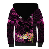 Personalised Hawaii Sherpa Hoodie Pray For Maui Hawaiian Plumeria Be Strong Pink Verison - Wonder Print Shop
