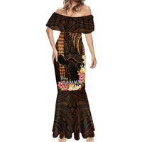 Hawaii Mermaid Dress Pray For Maui Hawaiian Plumeria Be Strong Gold Verison - Wonder Print Shop