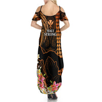 Hawaii Summer Maxi Dress Pray For Maui Hawaiian Plumeria Be Strong Gold Verison - Wonder Print Shop