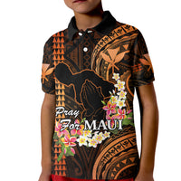Personalised Hawaii Kid Polo Shirt Pray For Maui Hawaiian Plumeria Be Strong Gold Verison - Wonder Print Shop
