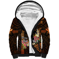 Personalised Hawaii Sherpa Hoodie Pray For Maui Hawaiian Plumeria Be Strong Gold Verison - Wonder Print Shop