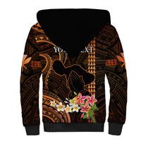 Personalised Hawaii Sherpa Hoodie Pray For Maui Hawaiian Plumeria Be Strong Gold Verison - Wonder Print Shop